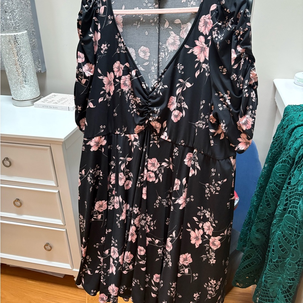 Floral Black and Pink Dress